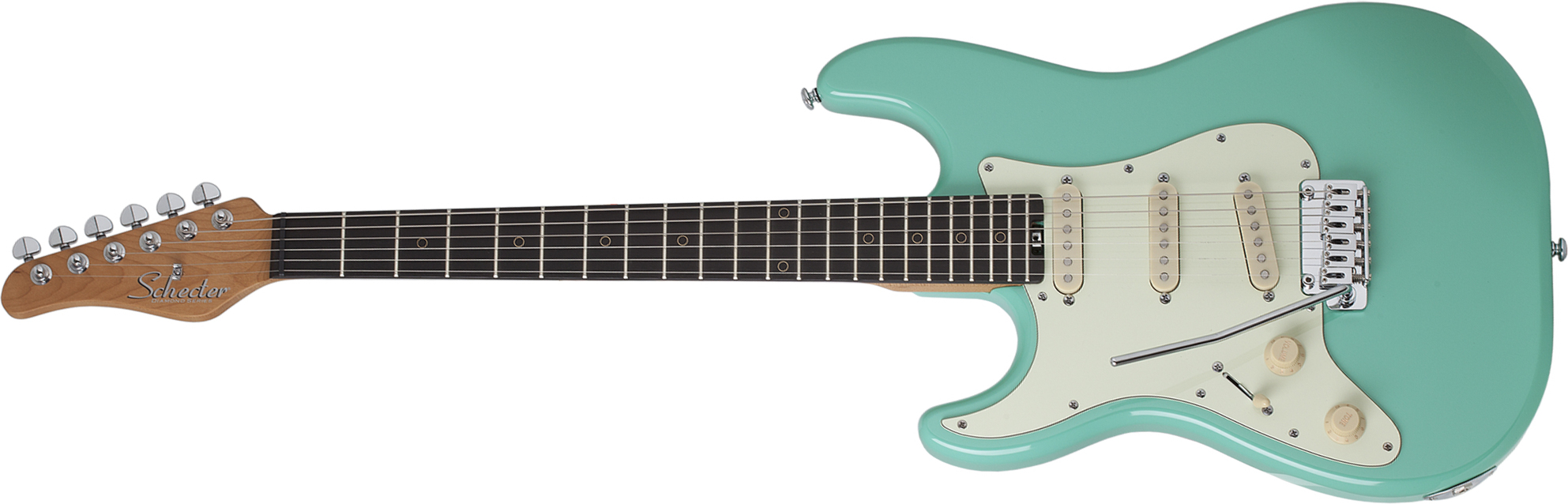 Schecter Nick Johnston Traditional Gaucher Signature 3s Trem Eb - Atomic Green - Linkshandige elektrische gitaar - Main picture