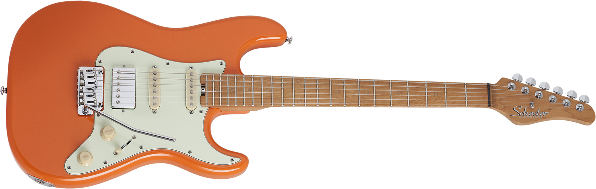 Schecter Nick Johnston Traditional Hss Signature Trem Eb - Atomic Orange - Elektrische gitaar in Str-vorm - Main picture