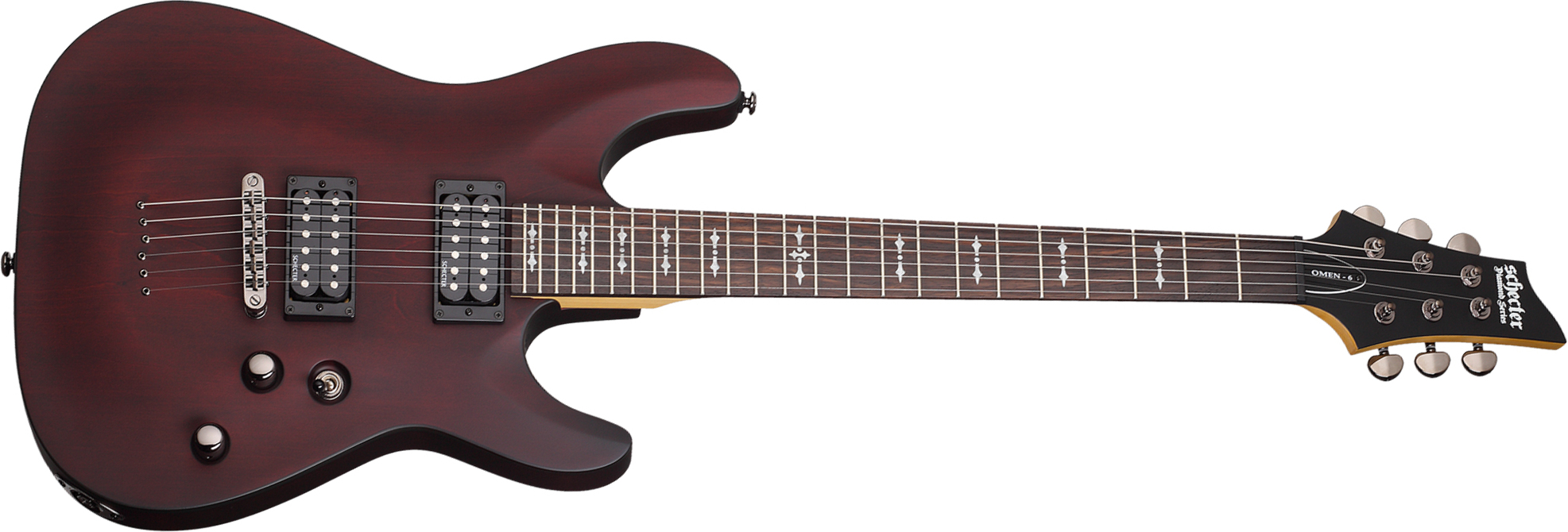 Schecter Omen-6 2h Ht Rw - Walnut Satin - Elektrische gitaar in Str-vorm - Main picture