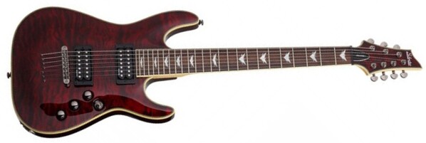 Schecter Omen Extreme-7 7c 2h Rw - Black Cherry Gloss - 7-snarige elektrische gitaar - Main picture