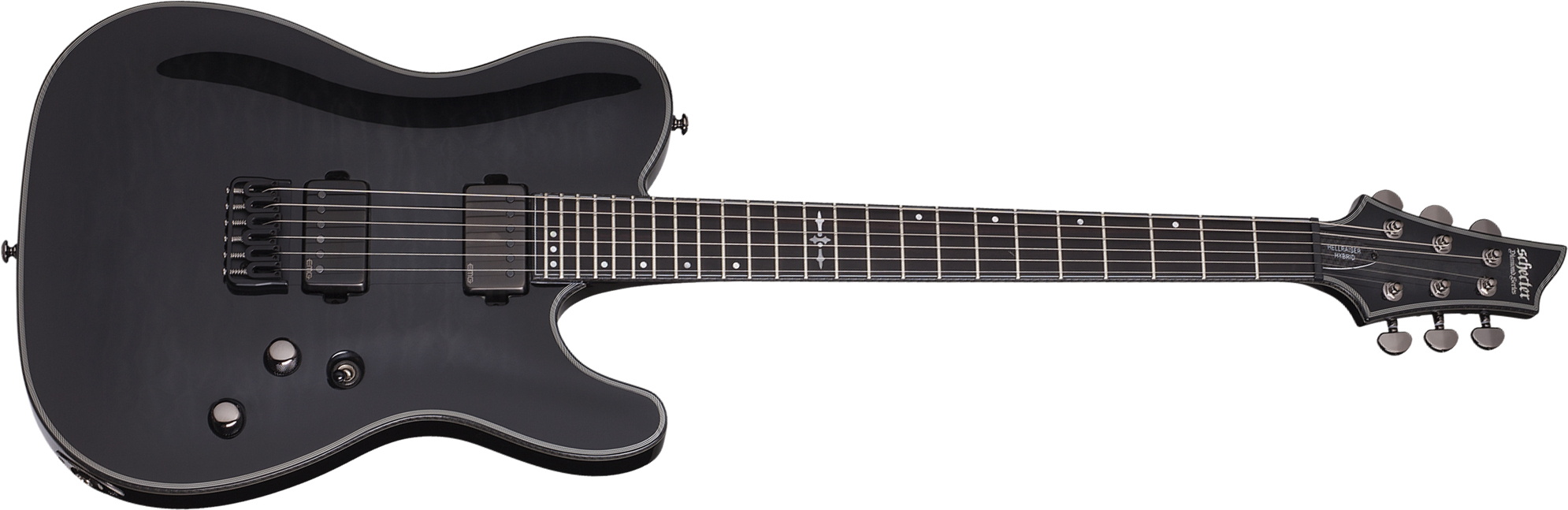 Schecter Pt Hellraiser Hybrid 2h Emg Ht Eb - Transp. Black Burst - Televorm elektrische gitaar - Main picture