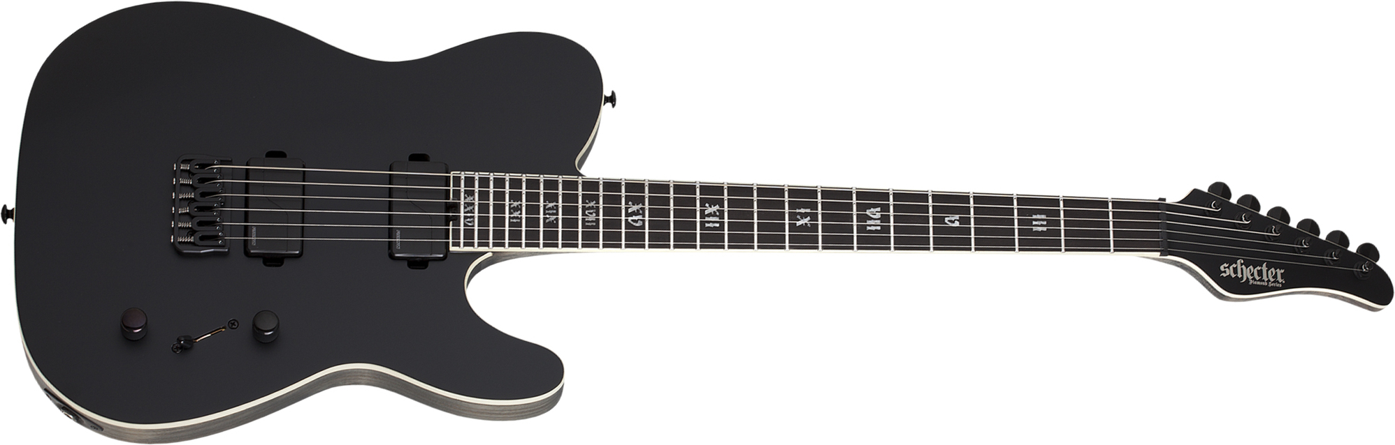 Schecter Pt Sls Elite Evil Twin 2h Fishman Fluence Modern Ht Eb - Satin Black - Televorm elektrische gitaar - Main picture