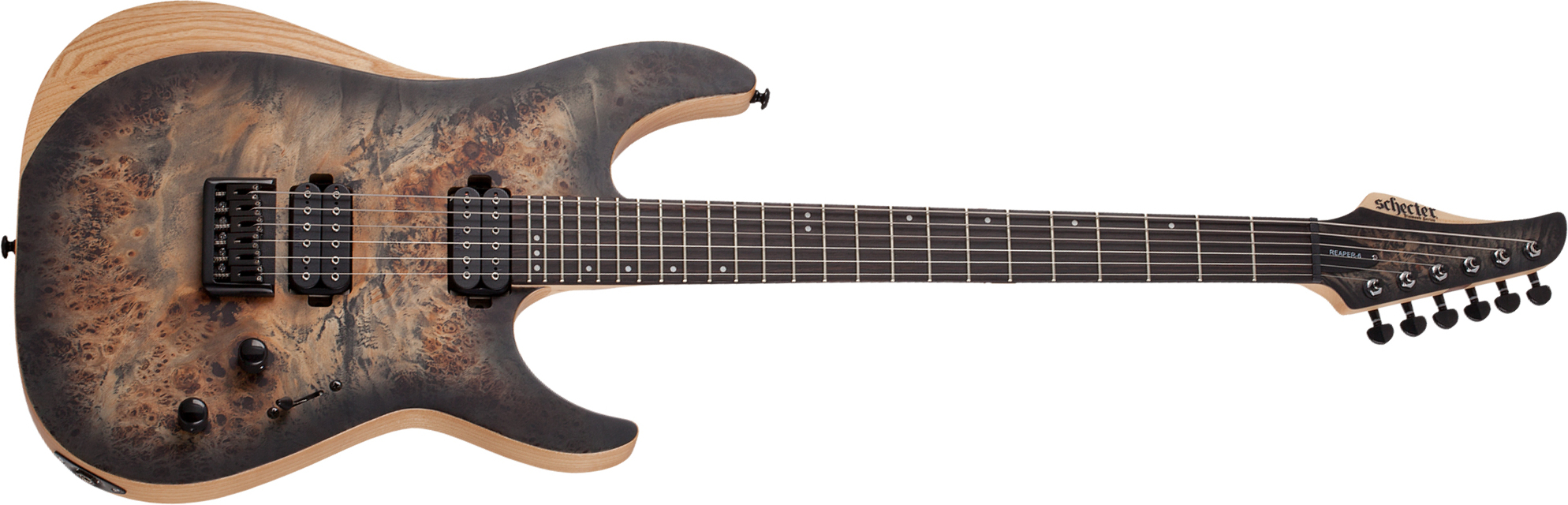 Schecter Reaper-6 2h Ht Eb - Satin Charcoal Burst - Elektrische gitaar in Str-vorm - Main picture