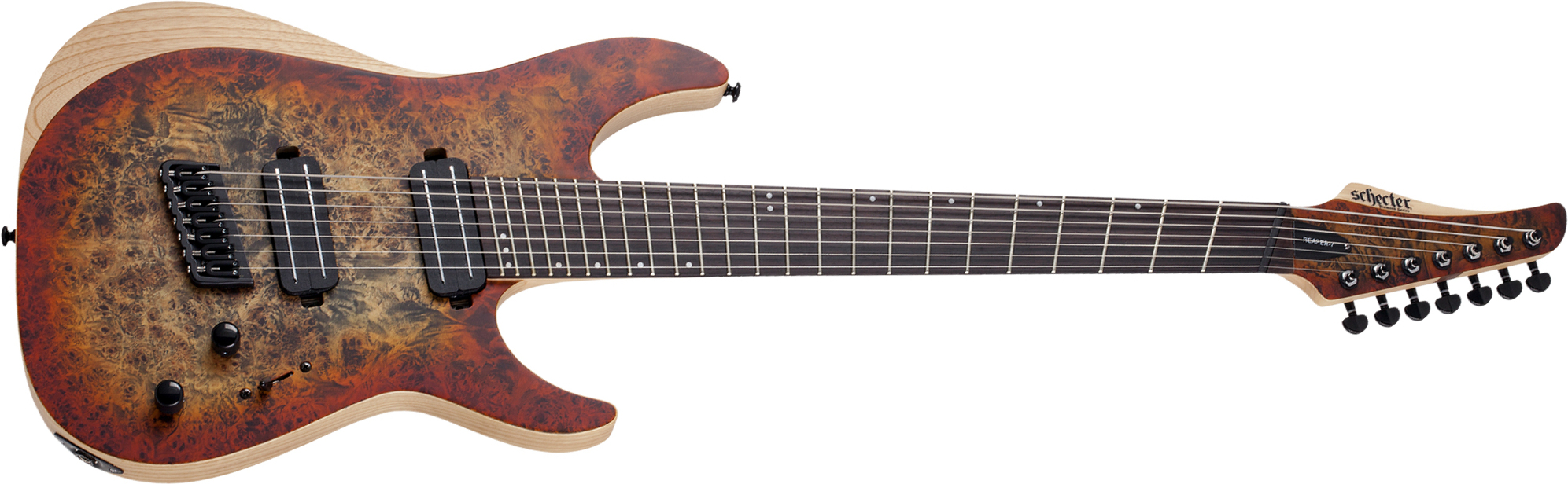 Schecter Reaper-7 Multiscale 7c Ht 2h Eb - Satin Inferno Burst - Multi-scale gitaar - Main picture