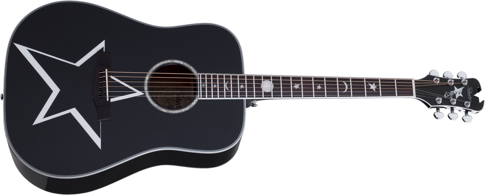 Schecter Robert Smith Rs-1000 Busker Dreadnought Tout Acajou Rw - Black - Westerngitaar & electro - Main picture