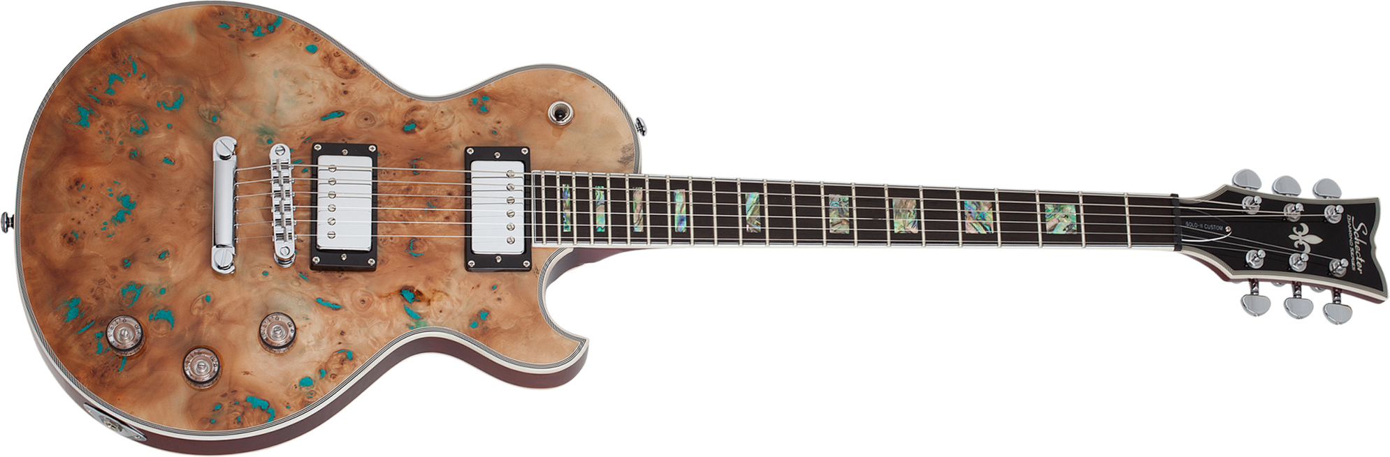 Schecter Solo-ii Custom 2h Ht Eb - Burl Natural - Enkel gesneden elektrische gitaar - Main picture