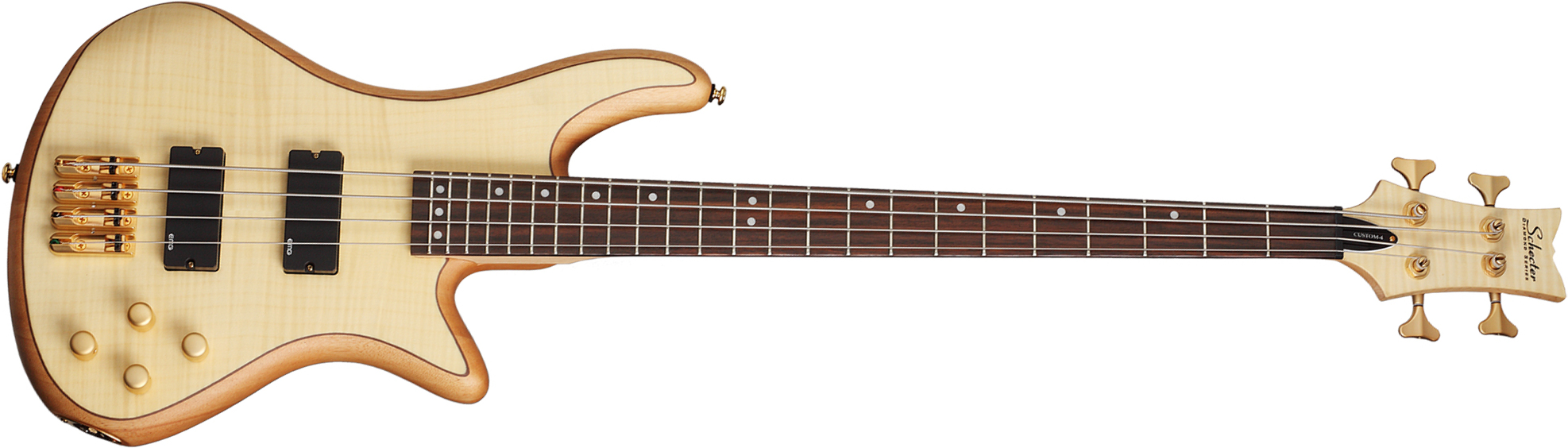 Schecter Stiletto Custom-4 Active Emg Rw - Natural Satin - Solid body elektrische bas - Main picture