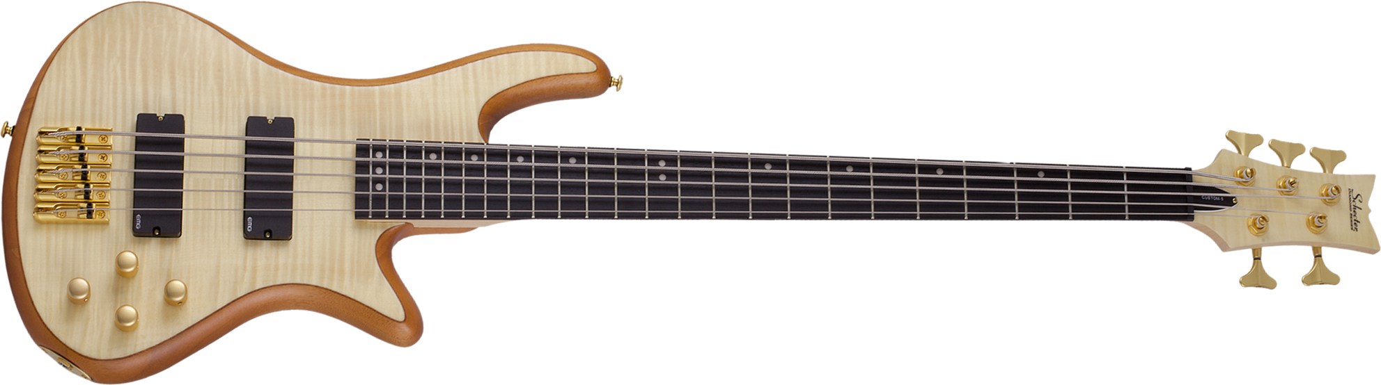 Schecter Stiletto Custom-5 5c Active Emg Rw - Natural Satin - Solid body elektrische bas - Main picture