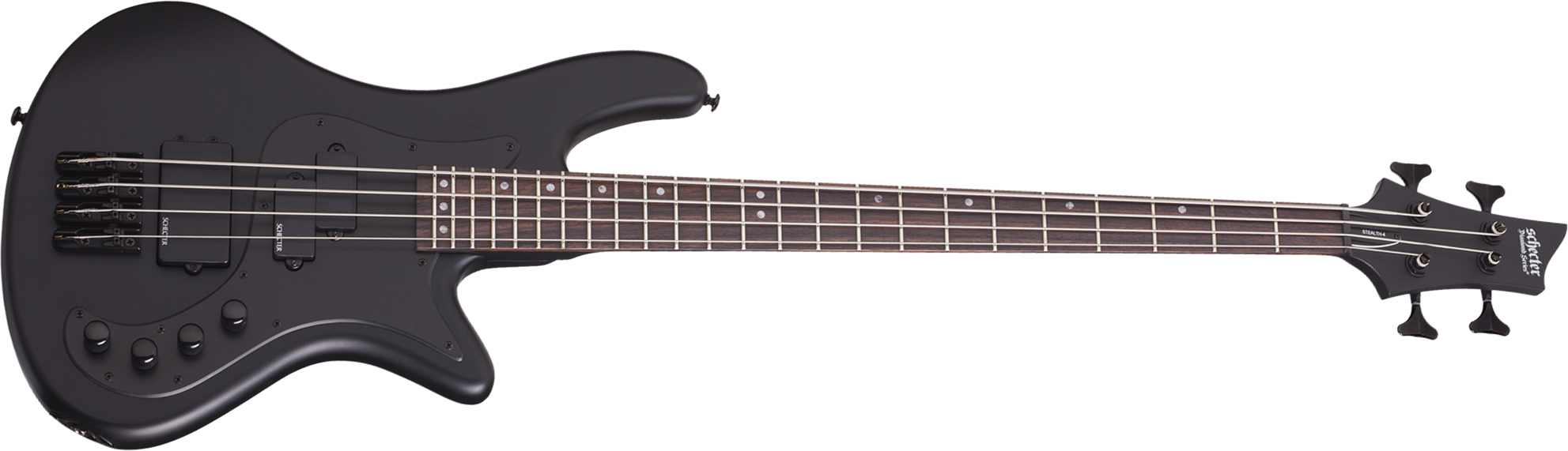 Schecter Stiletto Stealth 4c Active Rw - Satin Black - Solid body elektrische bas - Main picture