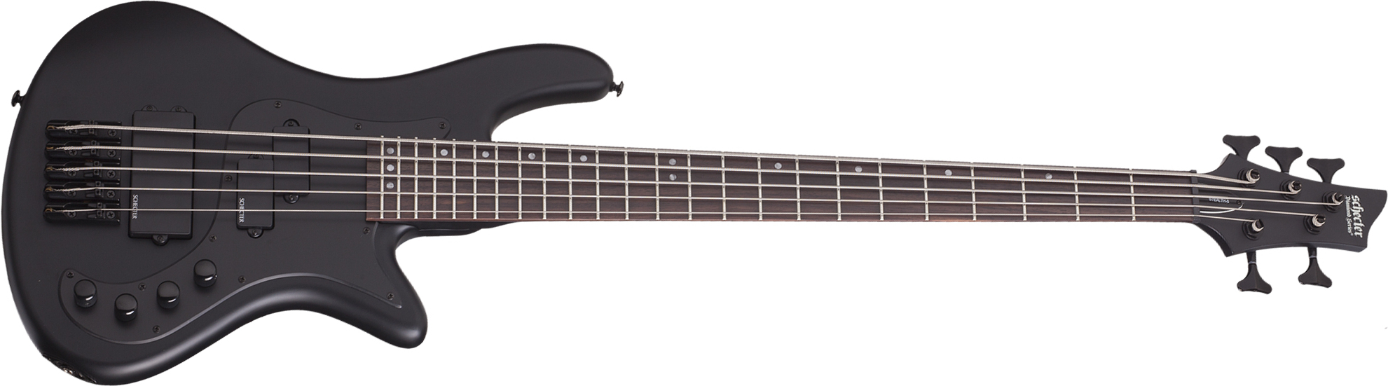 Schecter Stiletto Stealth-5 5c Active Rw - Satin Black - Solid body elektrische bas - Main picture