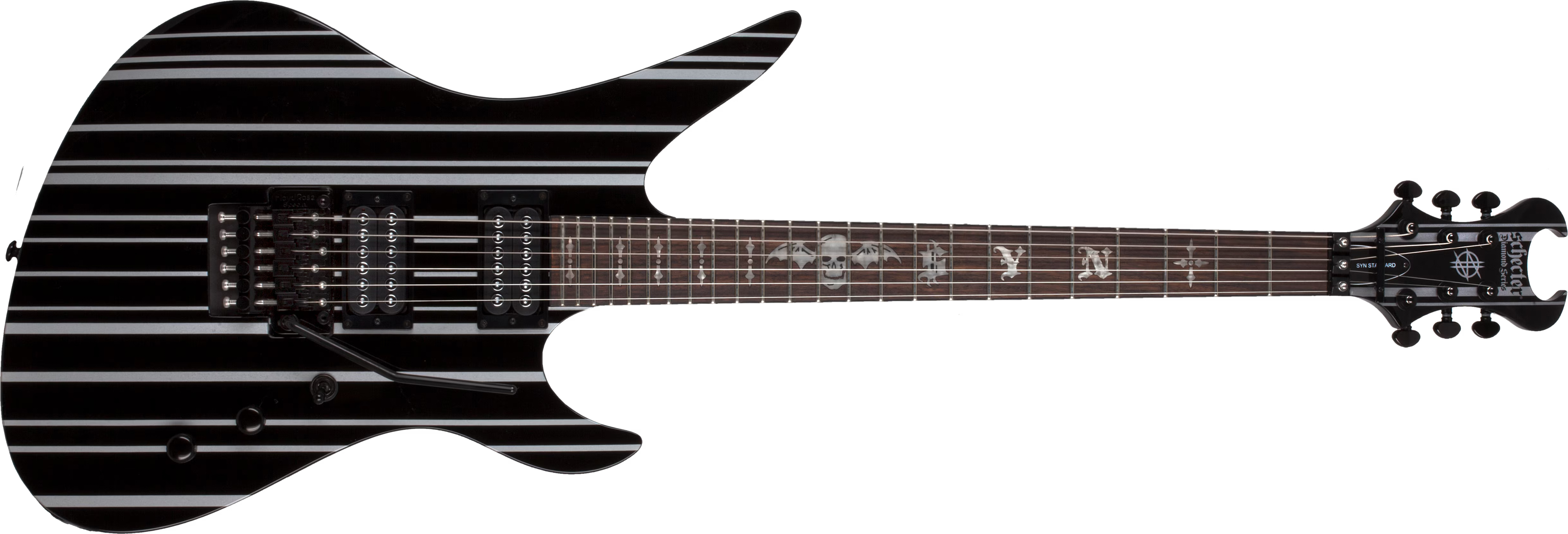 Schecter Synyster Standard Signature 2h Fr Eb - Gloss Black With Silver Pinstripes - Kenmerkende elektrische gitaar - Main picture