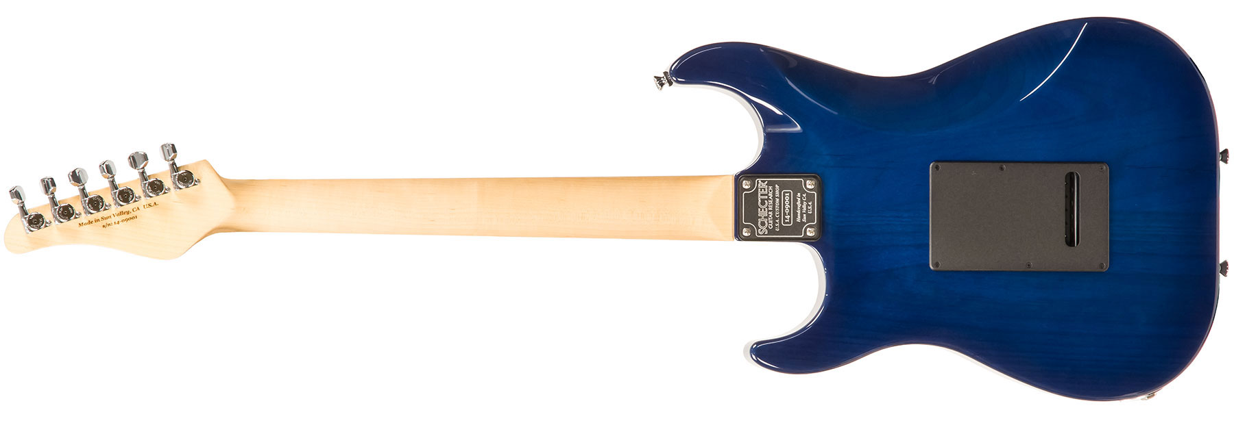 Schecter Custom Shop Sunset Usa Hss Trem Mn #1409001 - Trans Sky Blue - Elektrische gitaar in Str-vorm - Variation 5