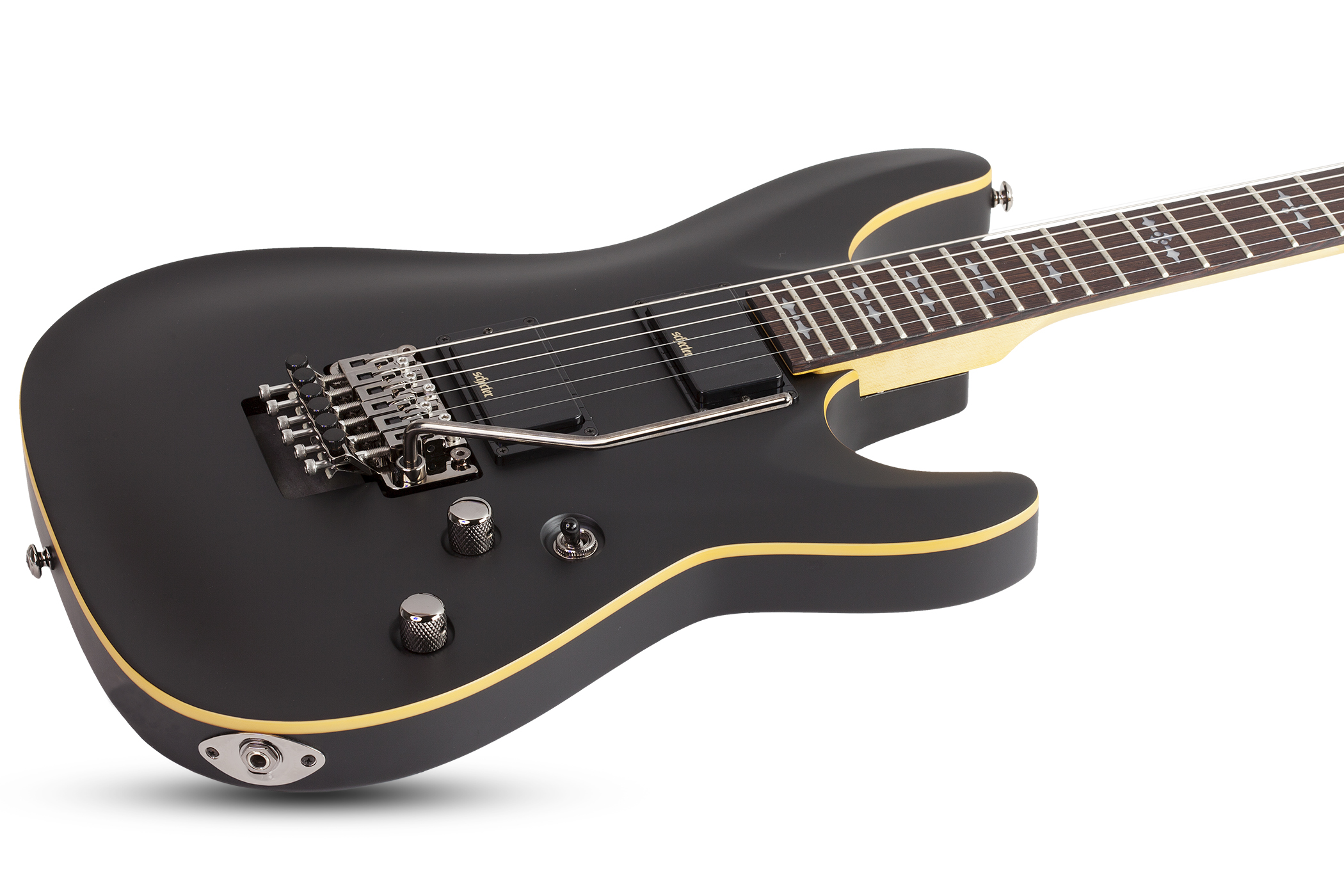 Schecter Demon-6 Fr 2h Rw - Aged Black Satin - Elektrische gitaar in Str-vorm - Variation 1