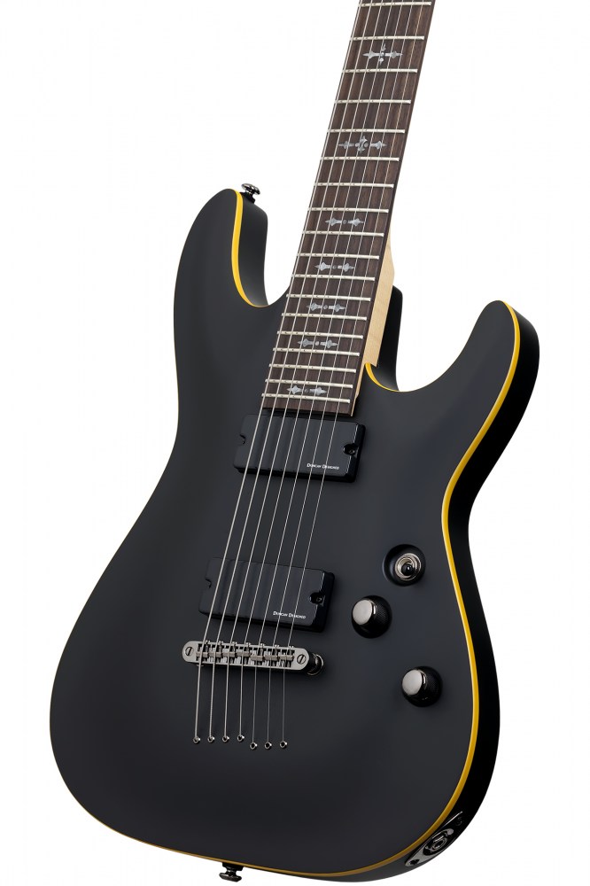 Schecter Demon-7 7c 2h Ht Wen - Aged Black Satin - 7-snarige elektrische gitaar - Variation 1