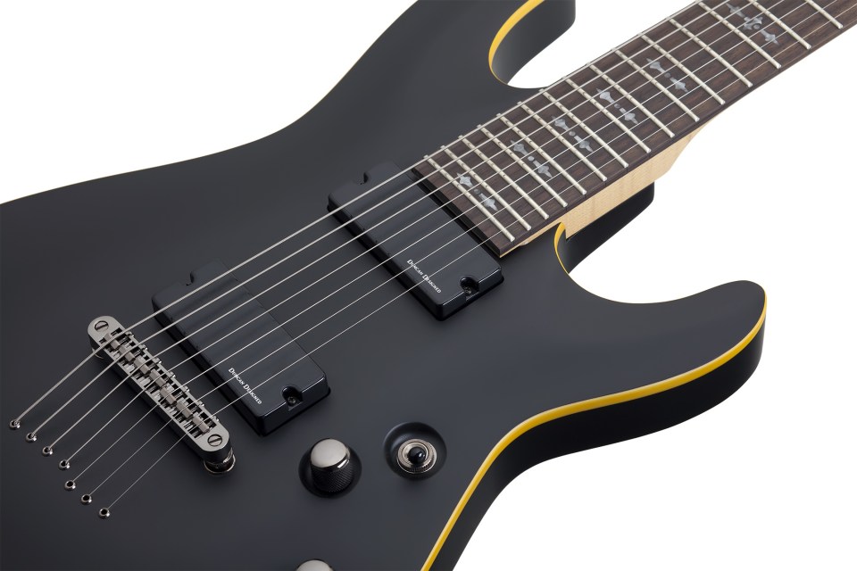 Schecter Demon-7 7c 2h Ht Wen - Aged Black Satin - 7-snarige elektrische gitaar - Variation 2