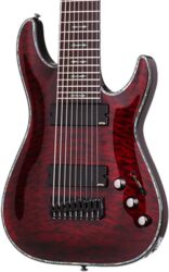 8 en 9 snarige elektrische gitaar Schecter Hellraiser C-9 - Black cherry