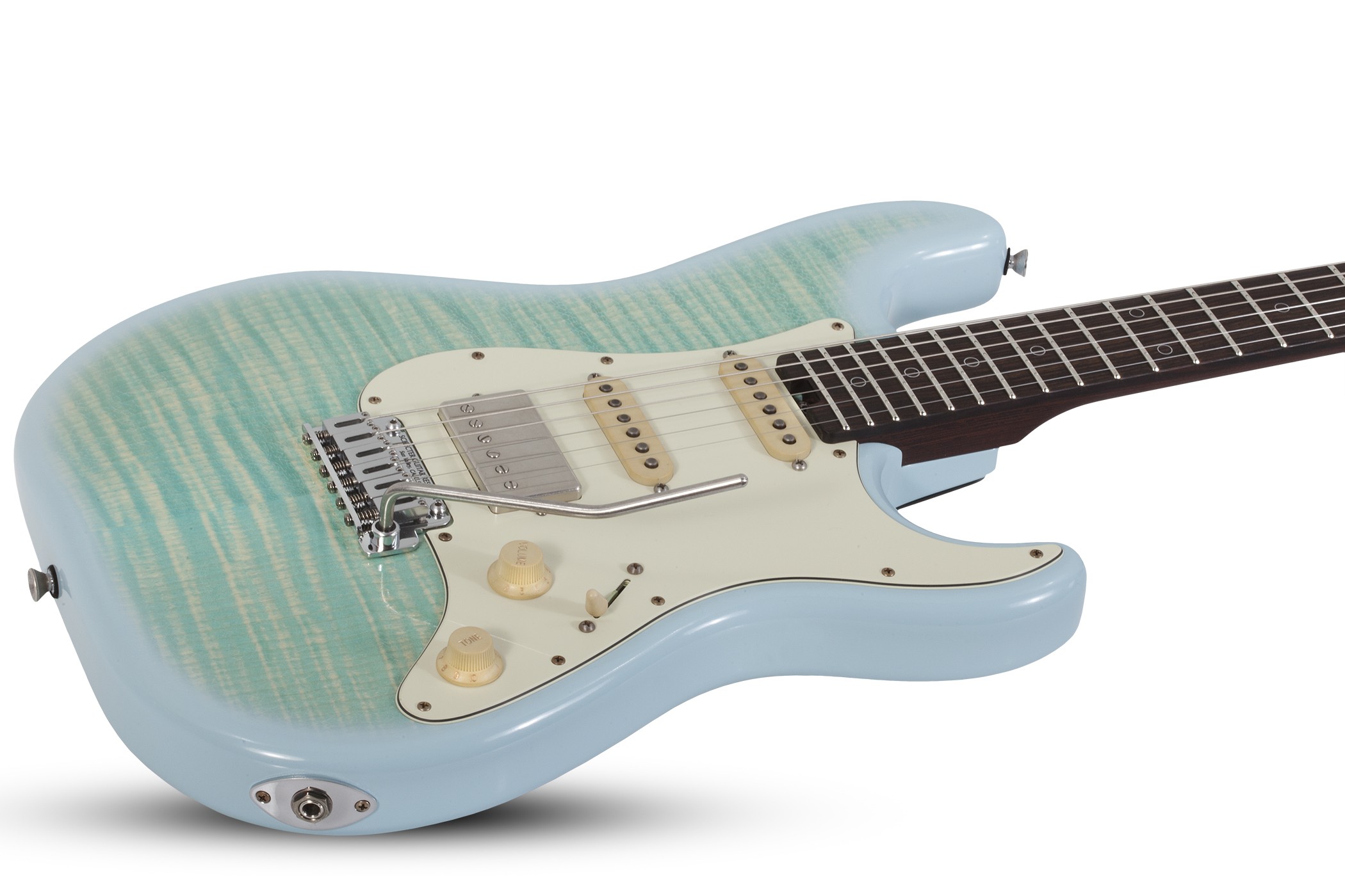 Schecter Nick Johnston Flame Top Nitro Usa Signature Hss Trem Eb - Atomic Ice - Elektrische gitaar in Str-vorm - Variation 2