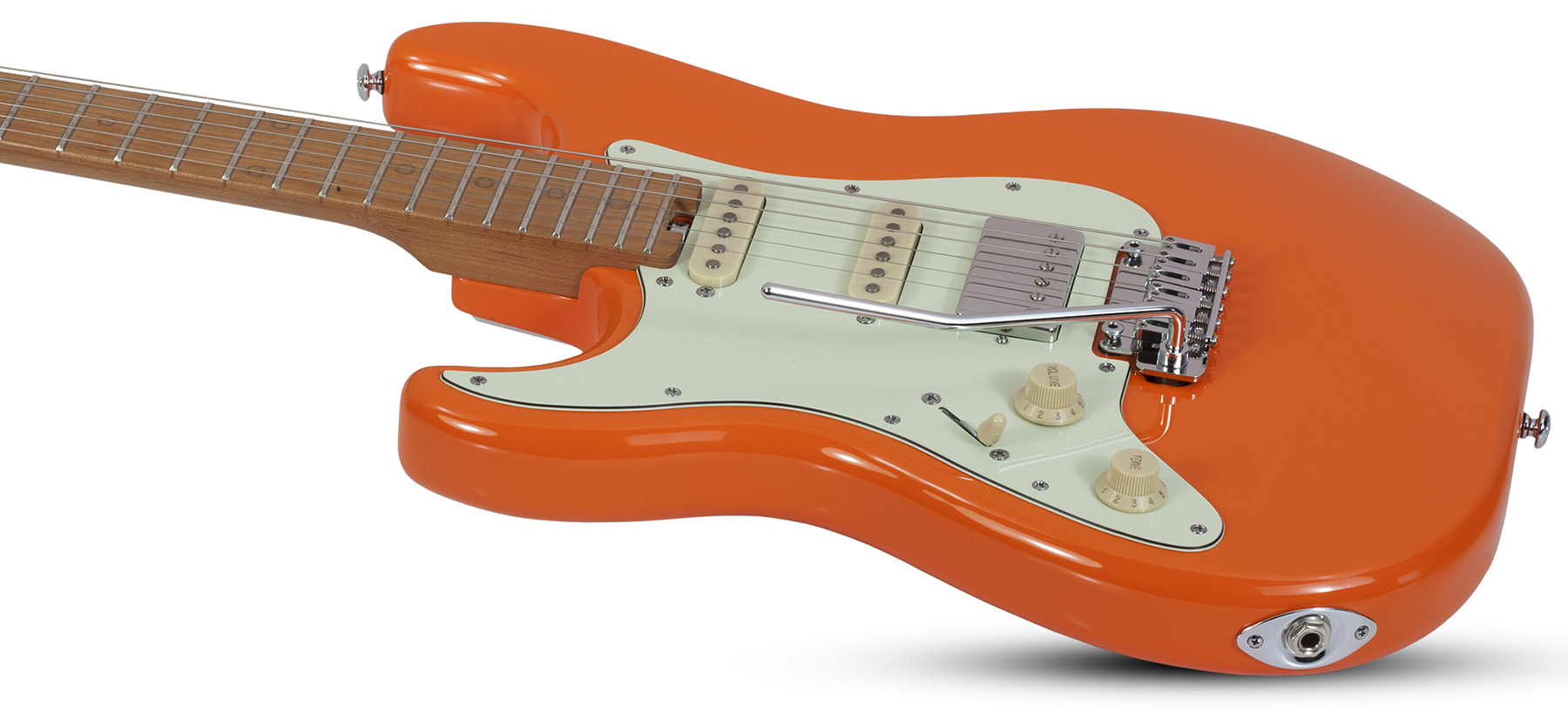 Schecter Nick Johnston Traditional Lh Gaucher Hss Trem Mn - Atomic Orange - Linkshandige elektrische gitaar - Variation 1