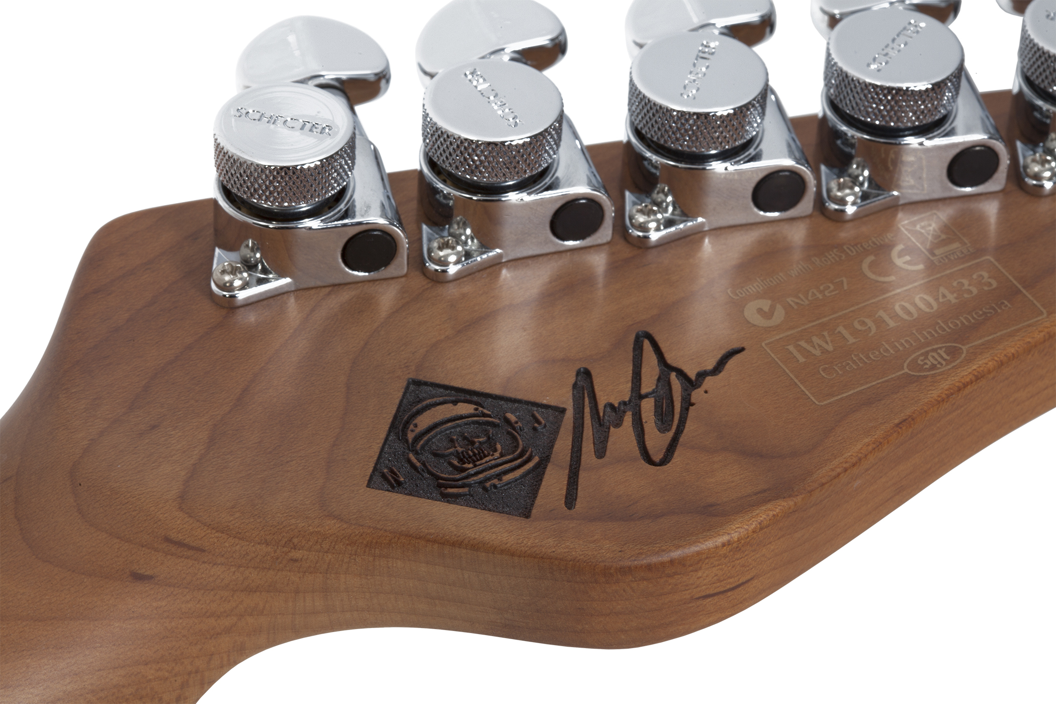 Schecter Nick Johnston Traditional Gaucher Signature 3s Trem Eb - Atomic Coral - Linkshandige elektrische gitaar - Variation 3