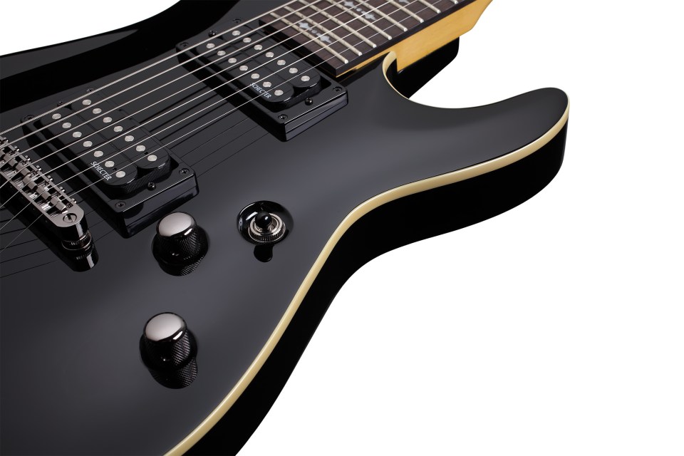 Schecter Omen-7 Lh Gaucher 2h Ht Rw - Black - Linkshandige elektrische gitaar - Variation 2