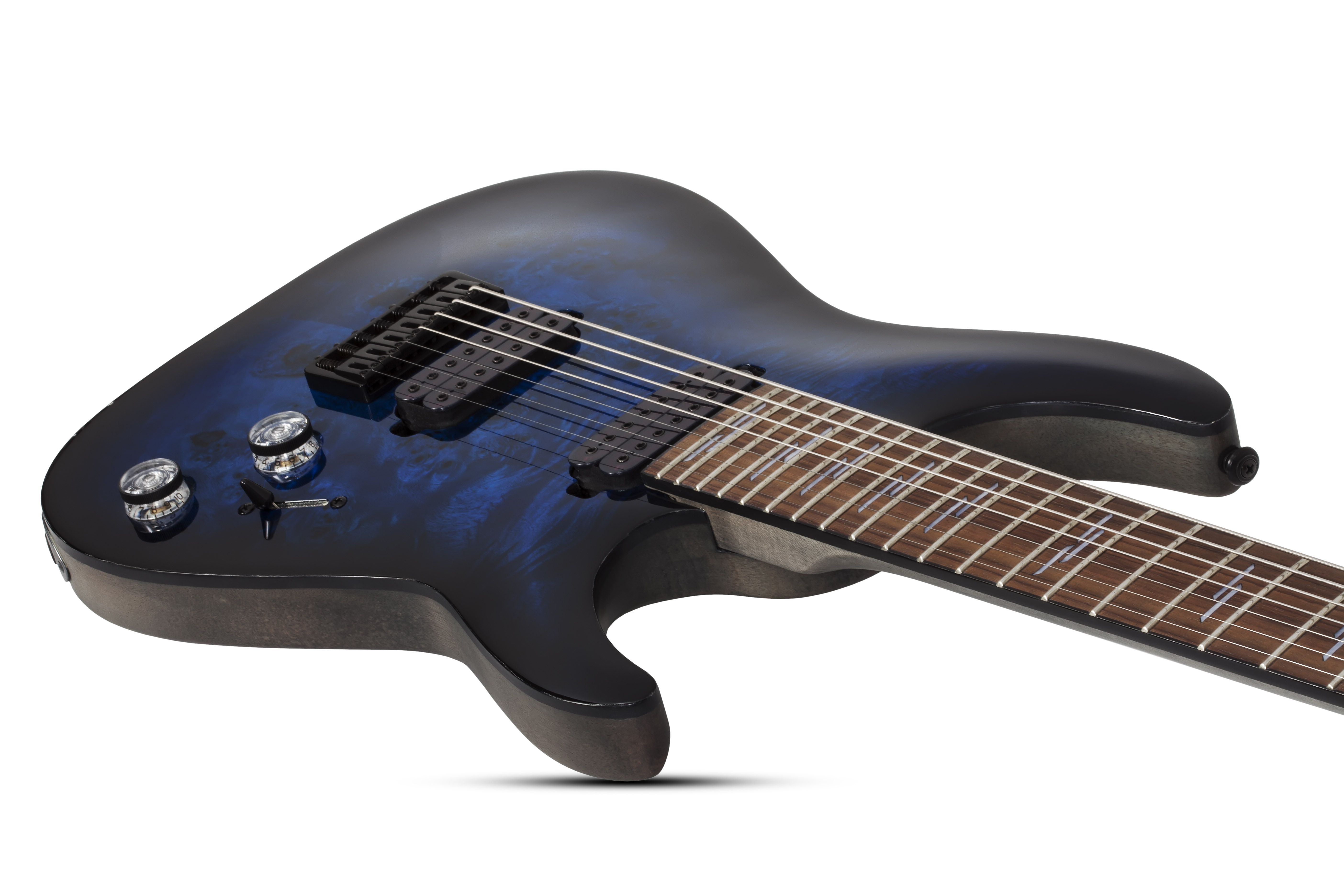 Schecter Omen Elite-7 7c Baryton 2h Ht Rw - See-thru Blue Burst - 7-snarige elektrische gitaar - Variation 2