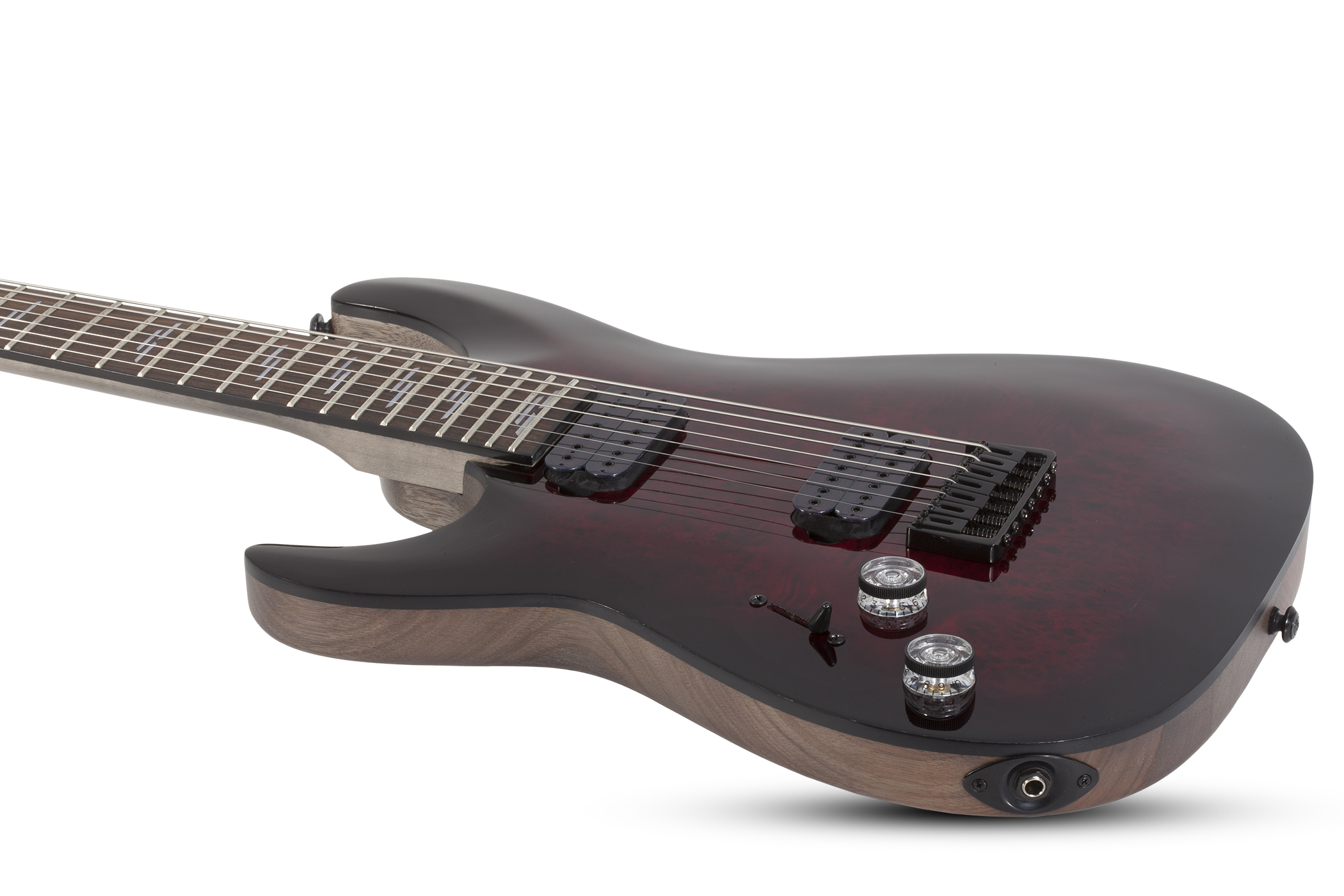 Schecter Omen Elite-7 7c Baryton Lh Gaucher 2h Ht Rw - Black Cherry Burst - Linkshandige elektrische gitaar - Variation 1