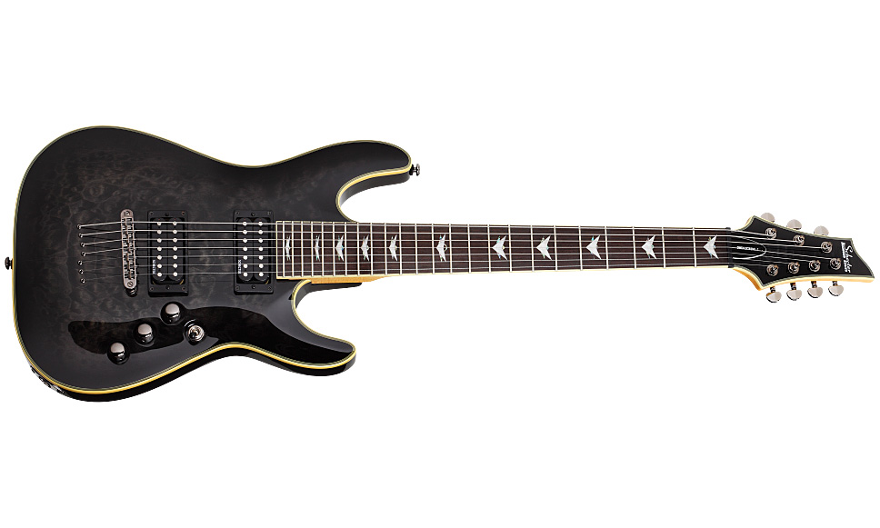 Schecter Omen Extreme-7 7c 2h Ht Rw - See-thru Black Gloss - 7-snarige elektrische gitaar - Variation 1