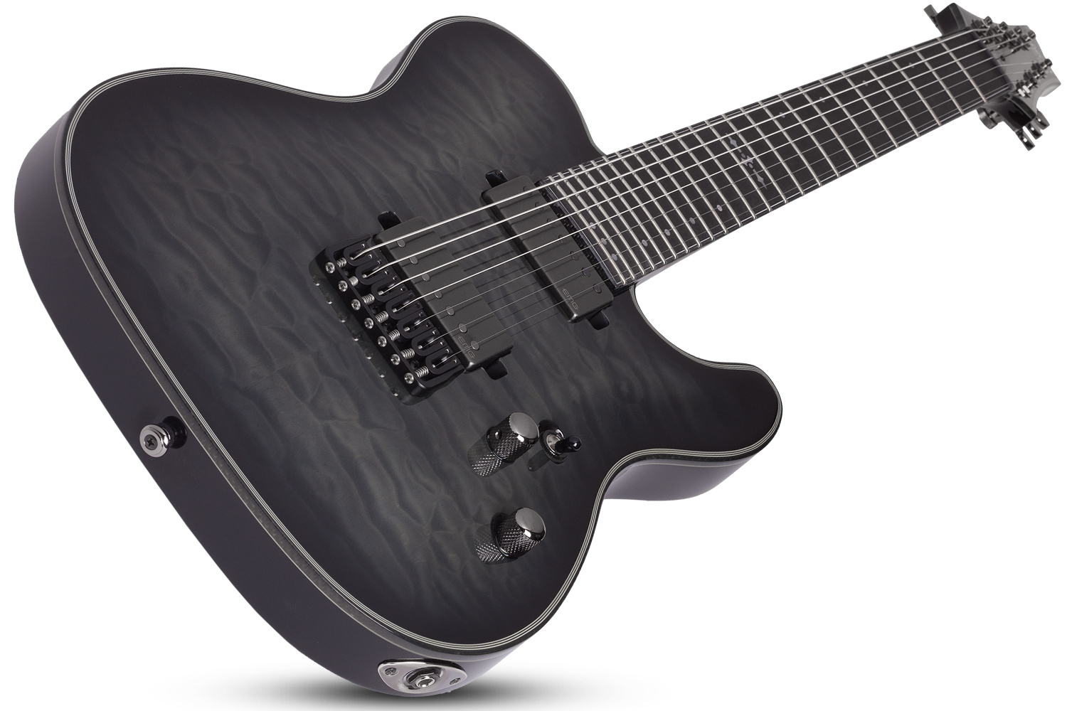 Schecter Pt-7 Hellraiser Hybrid 7c Hh Emg Ht Eb - Transp. Black Burst - 7-snarige elektrische gitaar - Variation 1