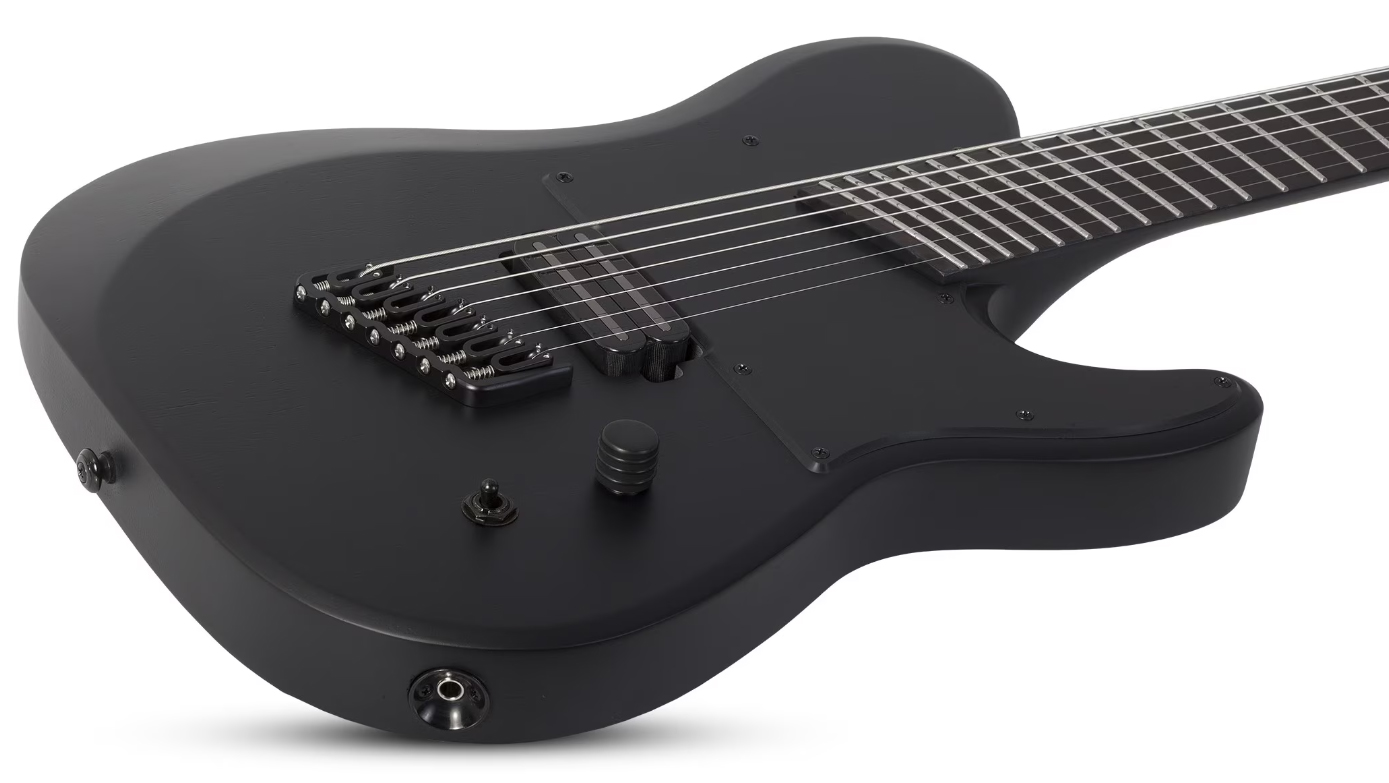 Schecter Pt7 Ms Black Ops 7c Multiscale Baryton 1h Ht Eb - Satin Black Open Pore - Multi-scale gitaar - Variation 1
