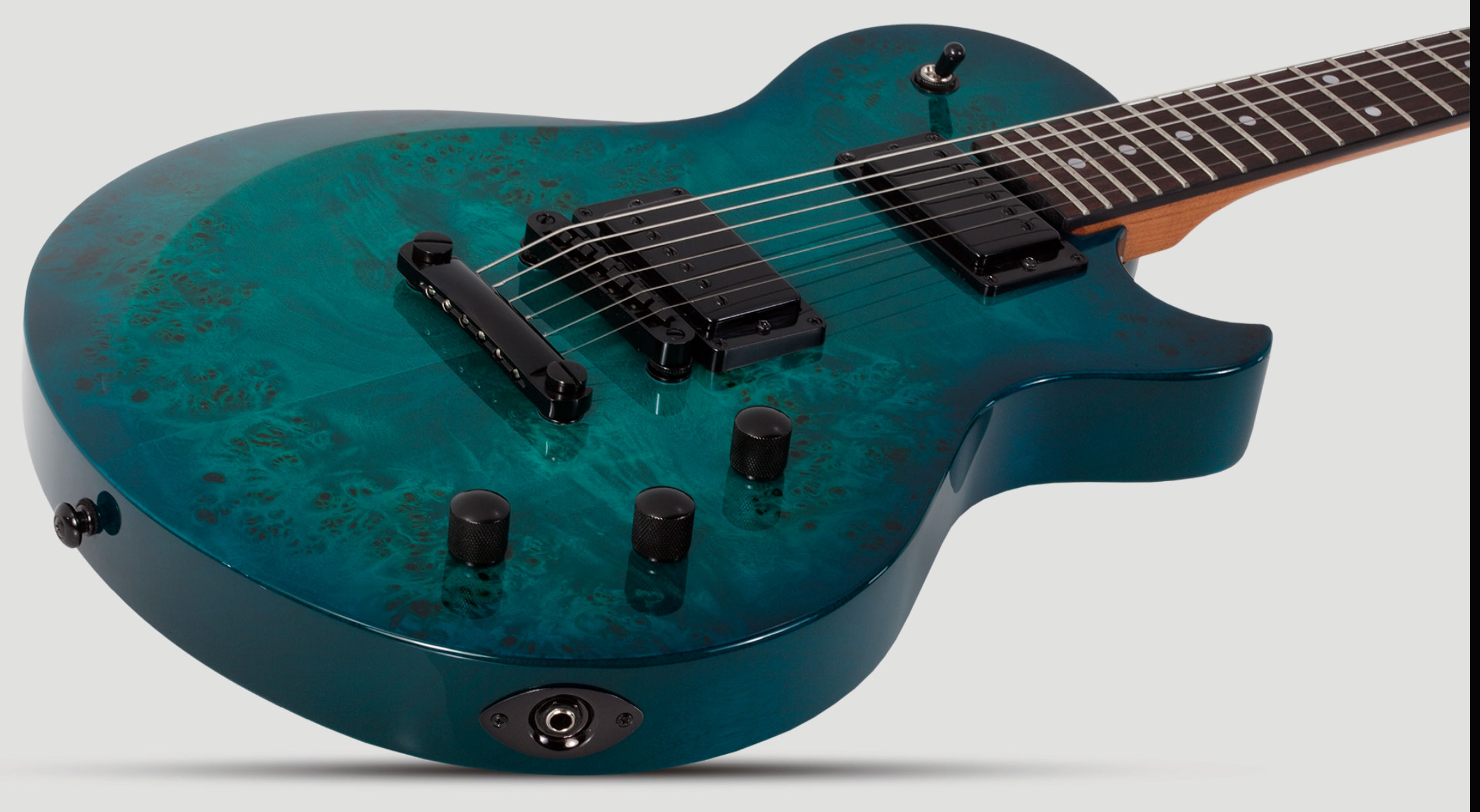 Schecter Solo-ii Standard 2h Ht Rw - Ocean Blue Burst Burl - Single cut gitaar - Variation 2