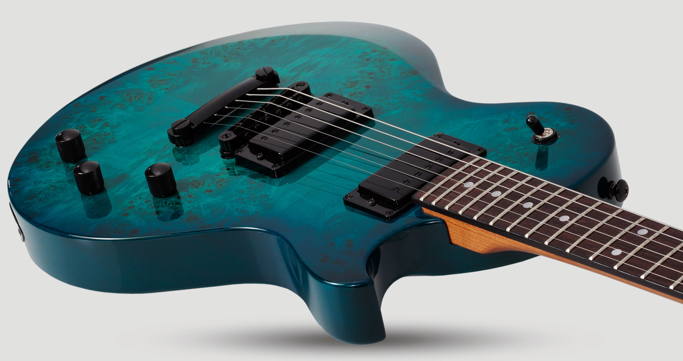 Schecter Solo-ii Standard 2h Ht Rw - Ocean Blue Burst Burl - Single cut gitaar - Variation 3