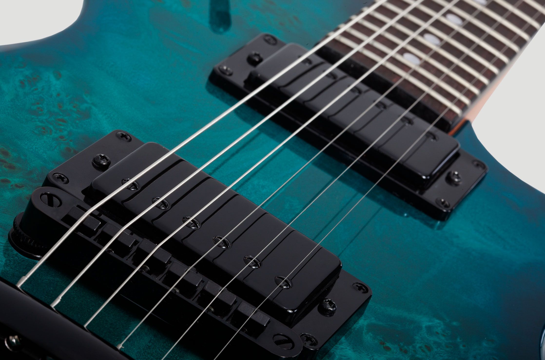 Schecter Solo-ii Standard 2h Ht Rw - Ocean Blue Burst Burl - Single cut gitaar - Variation 6
