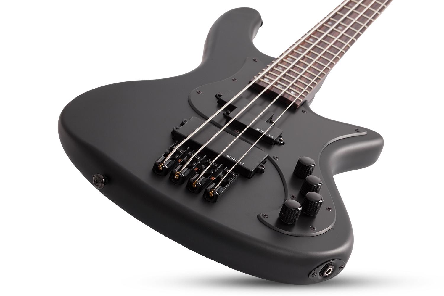 Schecter Stiletto Stealth 4c Active Rw - Satin Black - Solid body elektrische bas - Variation 1