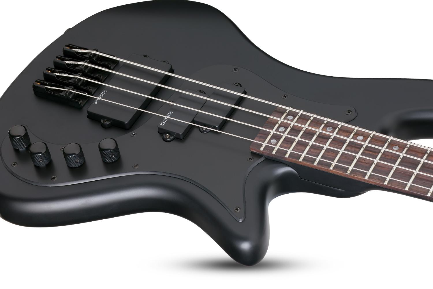 Schecter Stiletto Stealth 4c Active Rw - Satin Black - Solid body elektrische bas - Variation 3