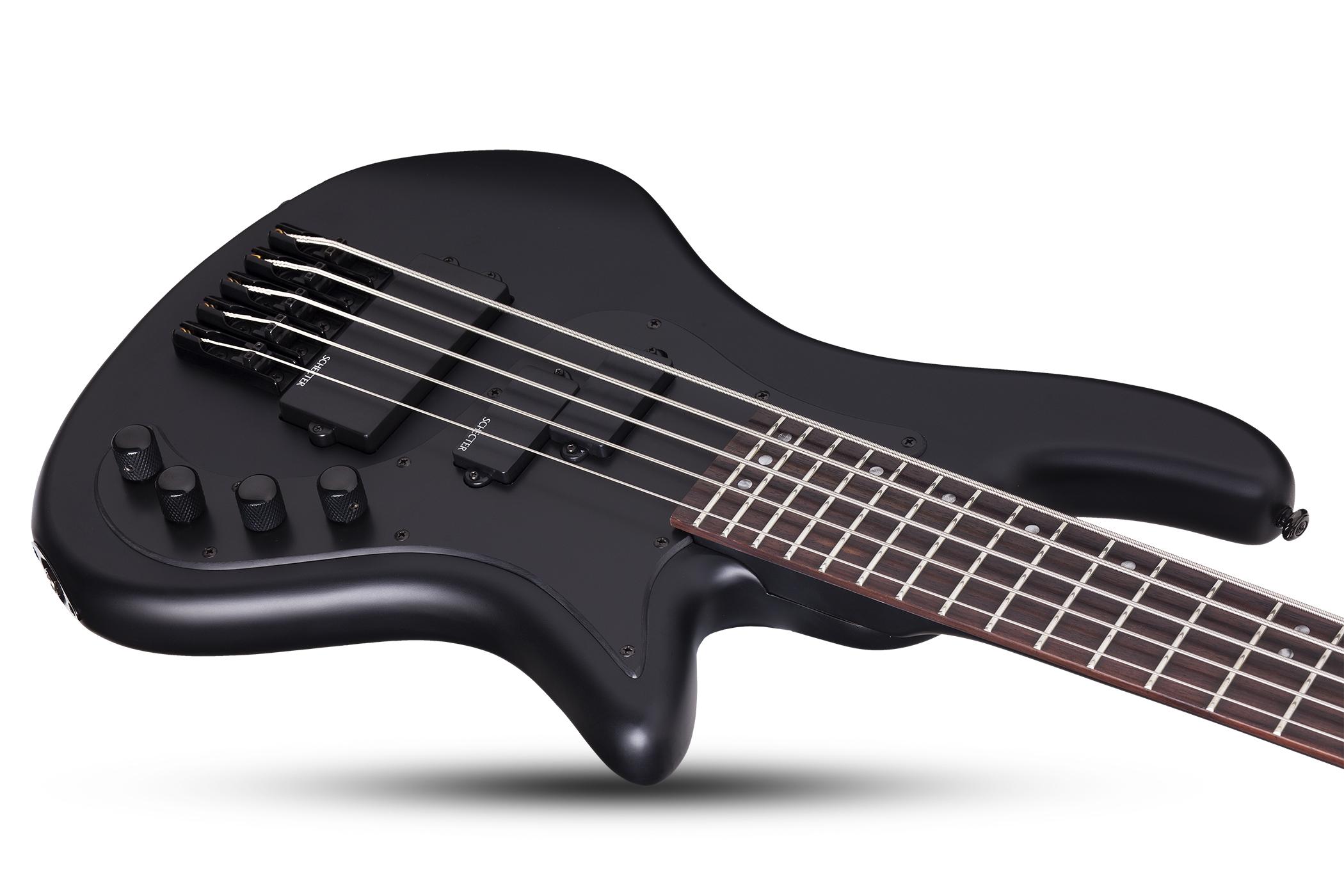 Schecter Stiletto Stealth-5 5c Active Rw - Satin Black - Solid body elektrische bas - Variation 2