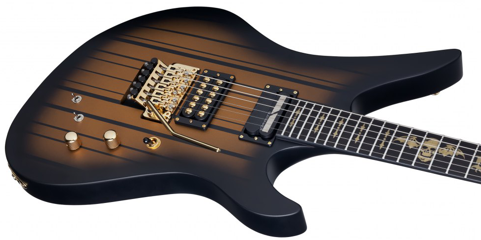 Schecter Synyster Custom-s Signature 2h Seymour Duncan Sustainiac Fr Eb - Satin Gold Burst - Elektrische gitaar in Str-vorm - Variation 2