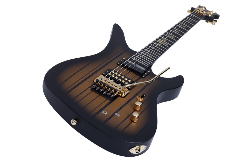 Schecter Synyster Custom-s Signature 2h Seymour Duncan Sustainiac Fr Eb - Satin Gold Burst - Elektrische gitaar in Str-vorm - Variation 3