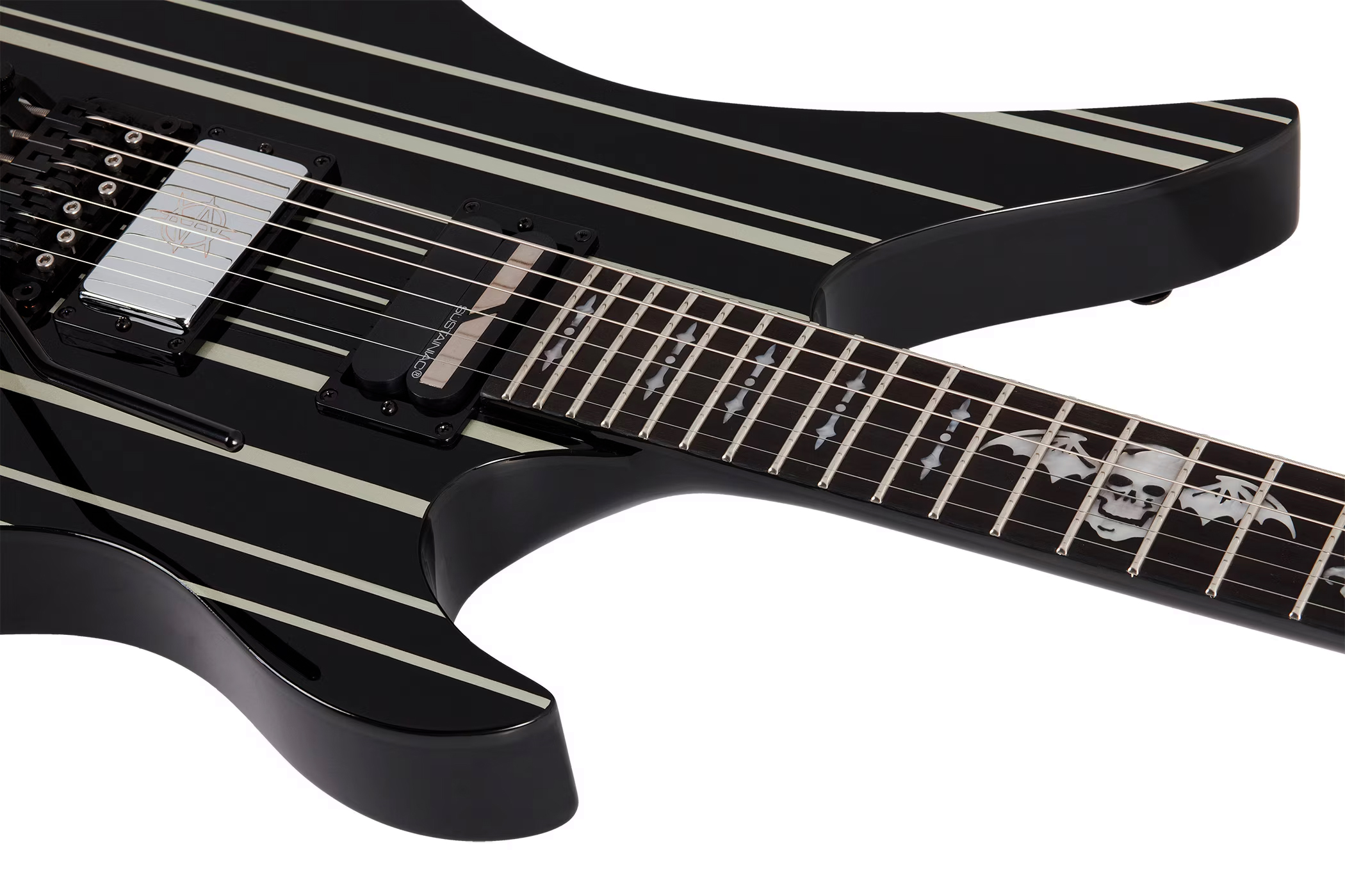 Schecter Synyster Custom-s Signature 2h Sustainiac Fr Eb - Black Silver - Elektrische gitaar in Strat vorm - Variation 2