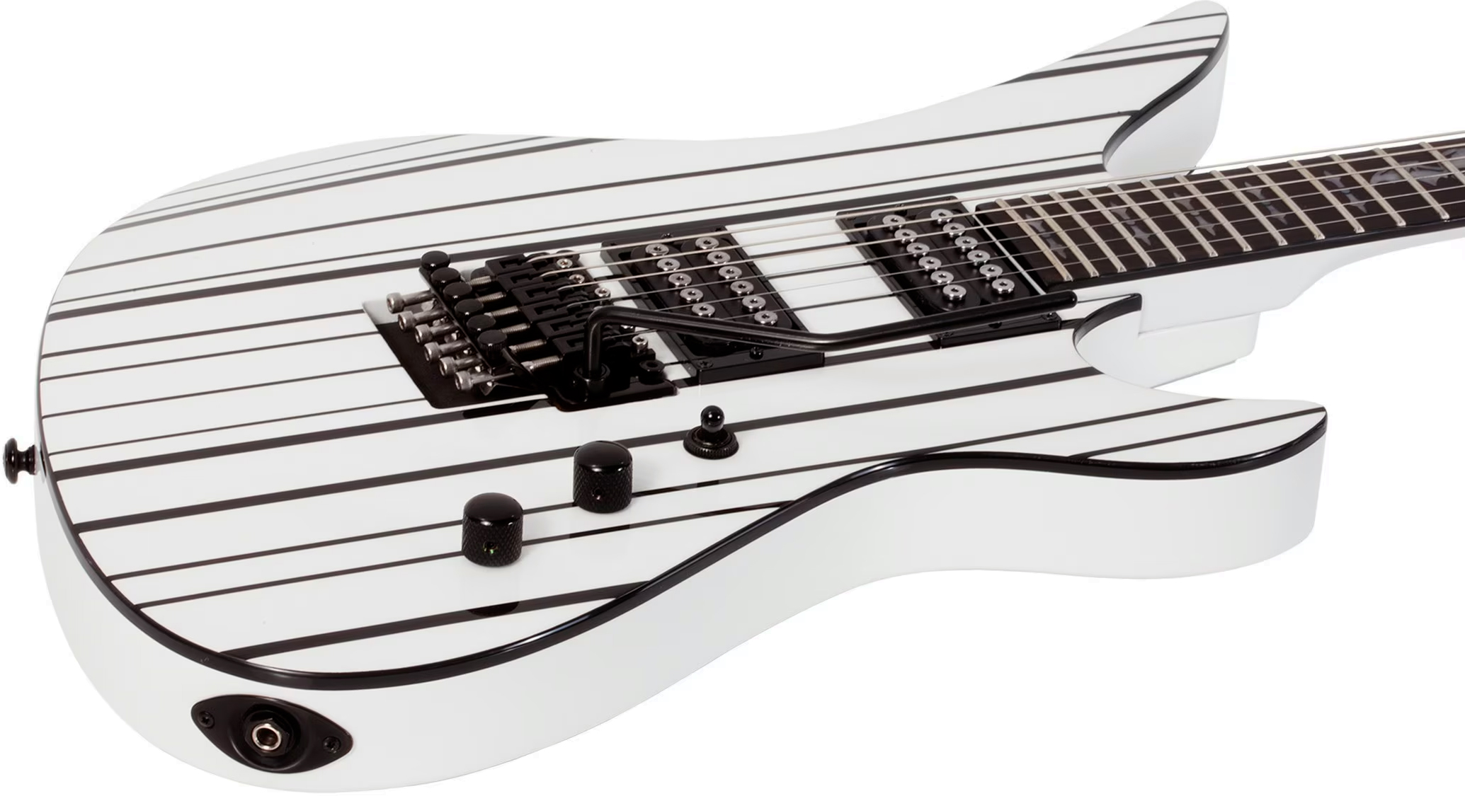 Schecter Synyster Standard Signature 2h Fr Eb - Gloss White With Black Pinstripes - Kenmerkende elektrische gitaar - Variation 1