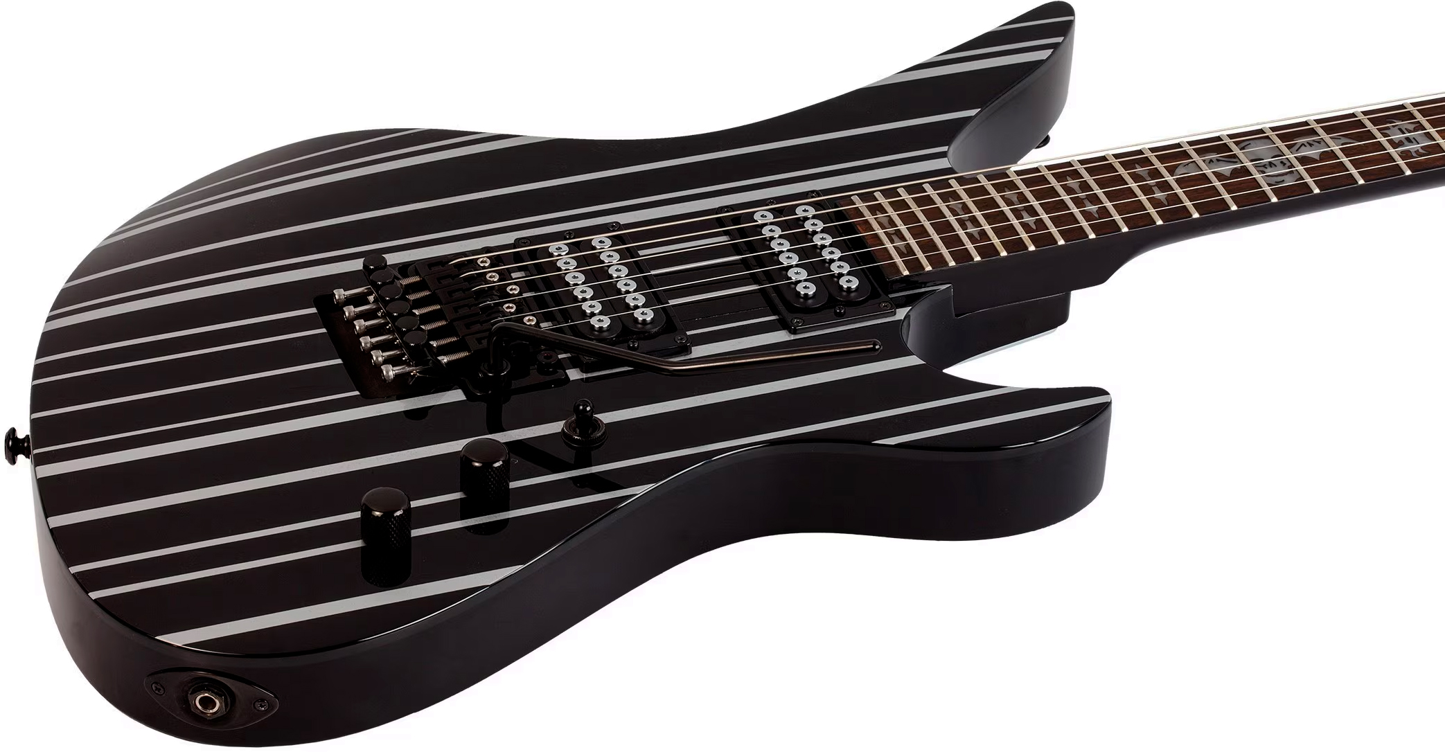 Schecter Synyster Standard Signature 2h Fr Eb - Gloss Black With Silver Pinstripes - Kenmerkende elektrische gitaar - Variation 1