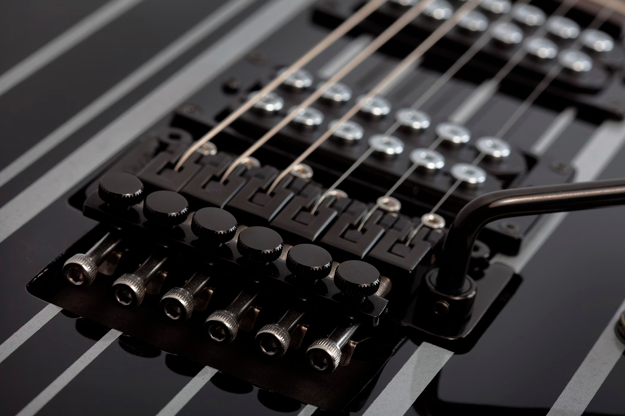 Schecter Synyster Standard Signature 2h Fr Eb - Gloss Black With Silver Pinstripes - Kenmerkende elektrische gitaar - Variation 2