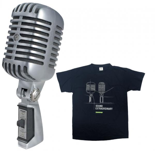 Zang­mi­cro­foons Shure 55SHT2  + T-shirt noir Super 55, taille XL