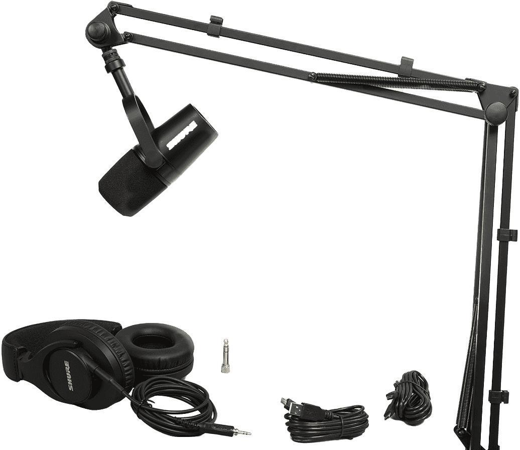 Microfoon set met statief Shure Pack MV7-K + pied K&M23840 + SRH440A-EFS