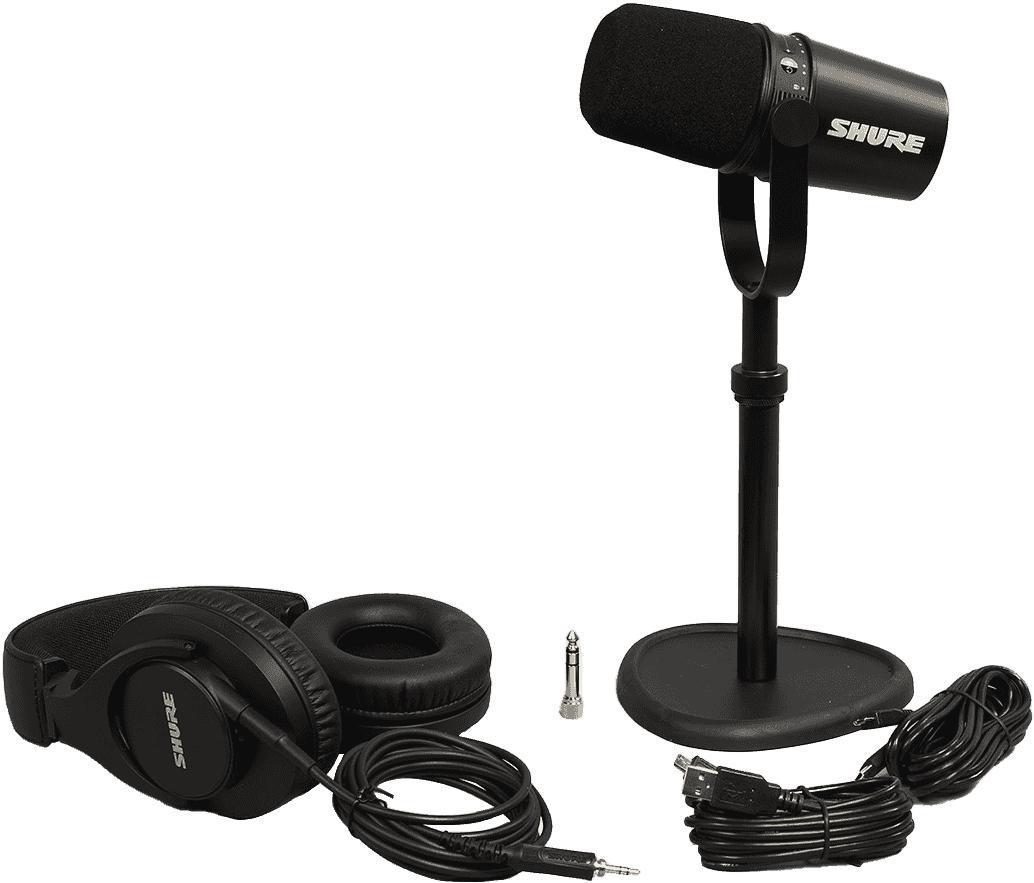 Microfoon set met statief Shure Pack MV7-K + TKM 23230 + SRH440A-EFS