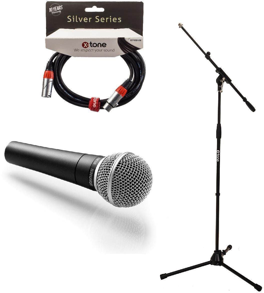 Adviseur Dictatuur Stemmen Microfoon set met statief Shure SM58 + Pied perche X-tone + Câble XLR 3M