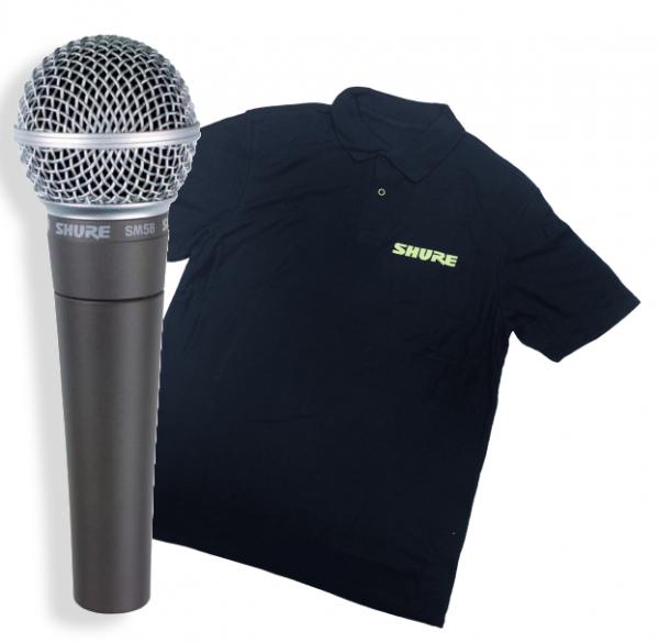 Zang­mi­cro­foons Shure SM58-LCE  + Polo Shure 2019 taille M offert