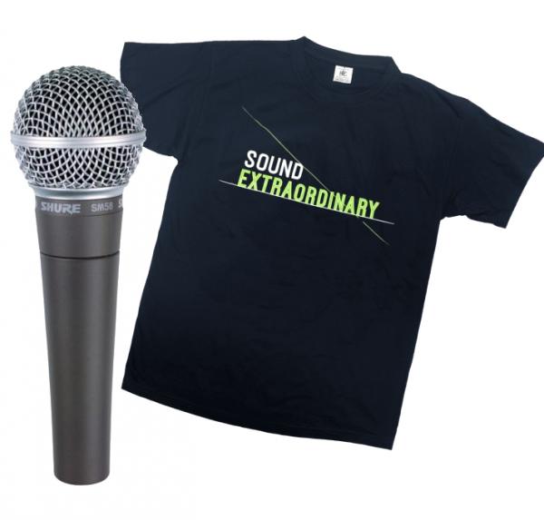 Zang­mi­cro­foons Shure SM58-LCE  + T-shirt Shure SE, Taille XL