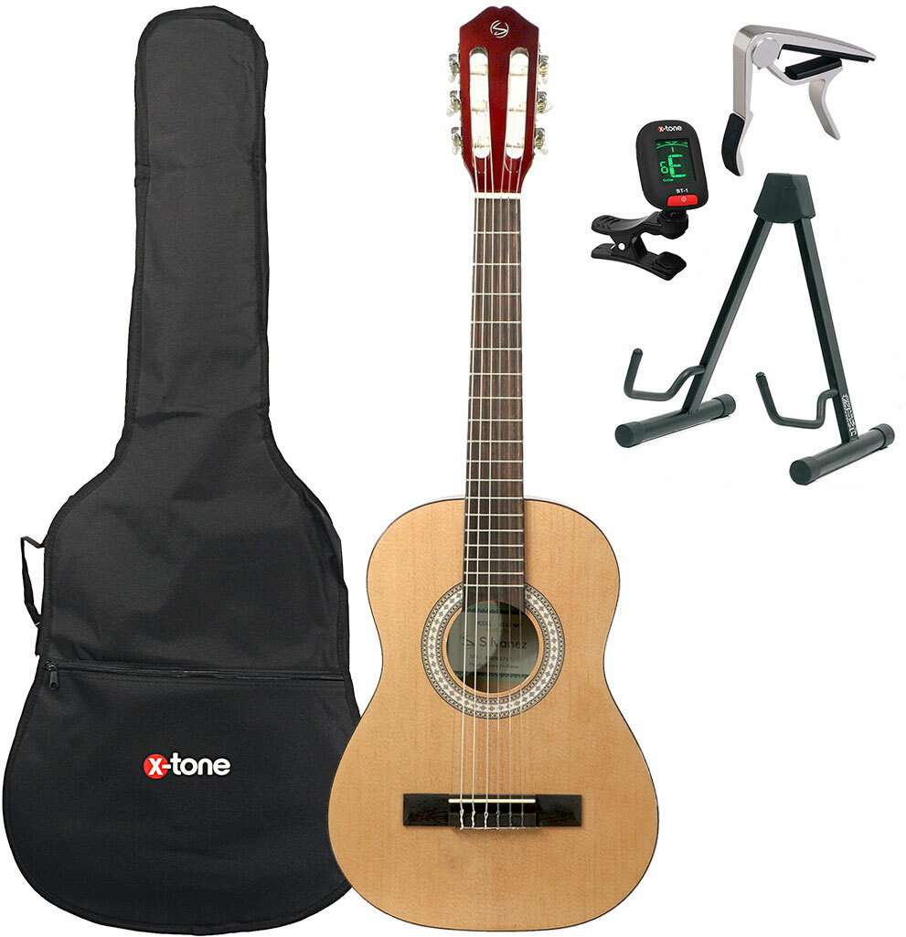 Silvanez Cl-12 Nat + Housse + Accordeur + Capodastre + Stand - Natural Gloss - Klassieke gitaar set - Main picture