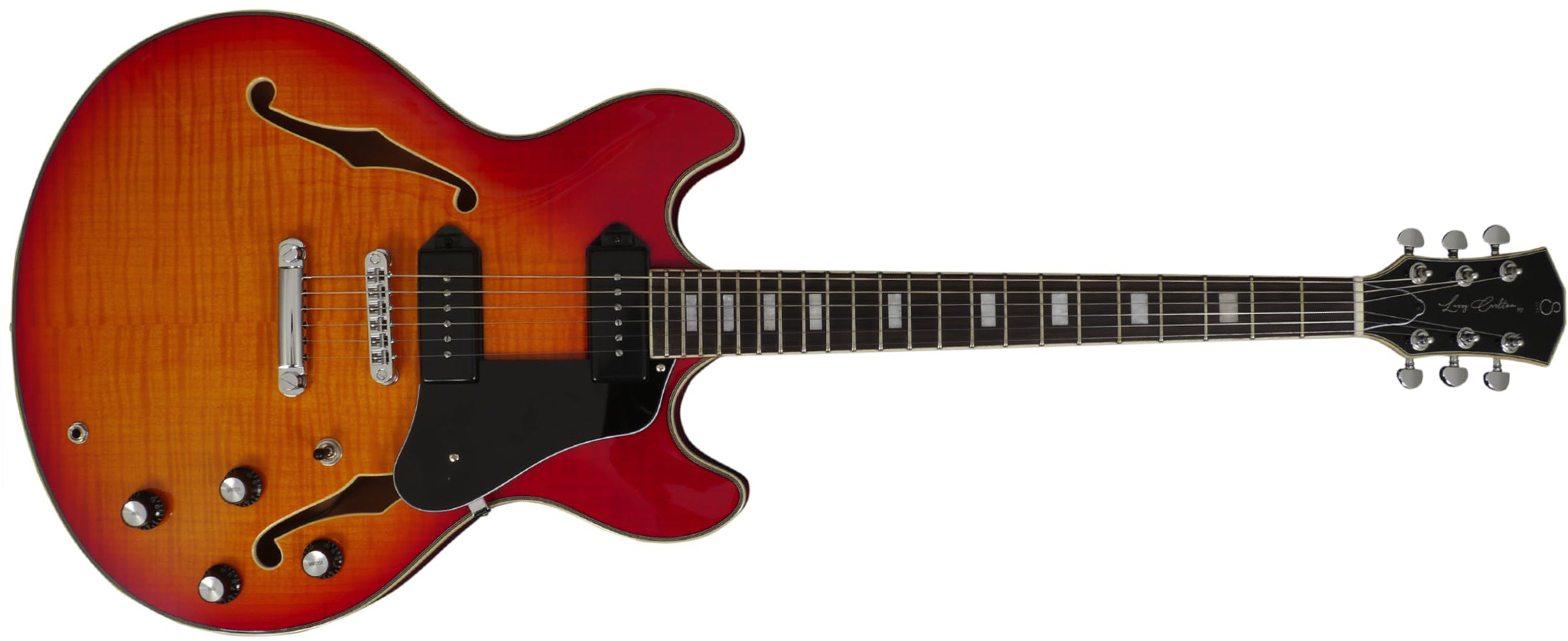 Sire Larry Carlton H7v Signature 2s P90 Ht Eb - Cherry Sunburst - Semi hollow elektriche gitaar - Main picture
