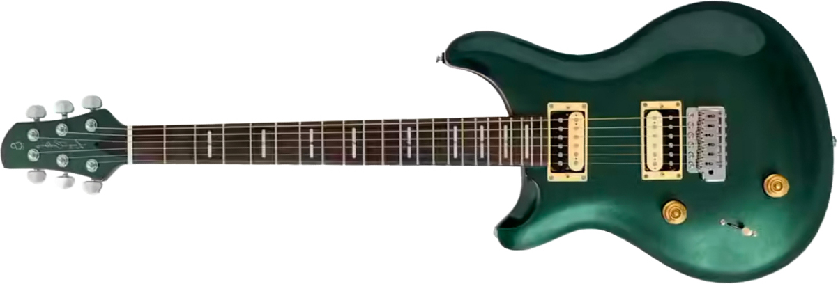 Sire Larry Carlton Q7 Lh Gaucher 2h Trem Eb - Metallic Green - Double cut gitaar - Main picture